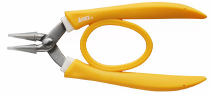 画像1: Anex  ナイロンカバー付　ステンレス製 精密ラバーグリップヤットコ No.253-N　両丸タイプ。